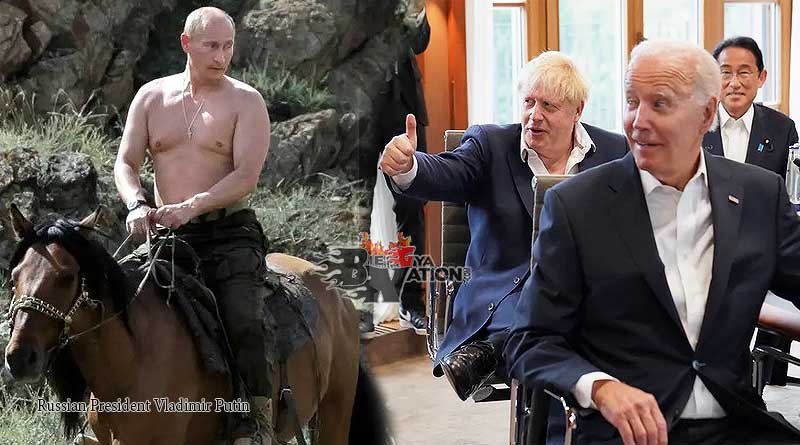 Vladimir Putin hits back at G7 leaders topless photo jibes.