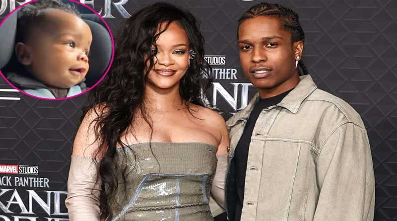 Rihanna and ASAP Rocky with an inset of their son in adorable TikTok video.