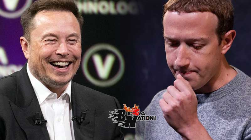 Elon Musk laughing at Mark Zuckerberg