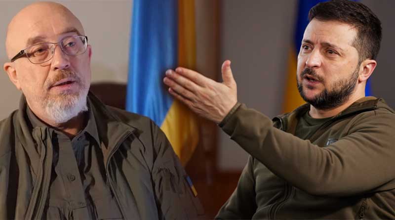 Sacked Ukraine's defence minister Oleksii Reznikov and President Zelensky