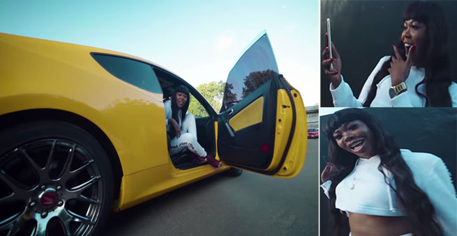 Freda Rhymz jux playing freestyle music video.
